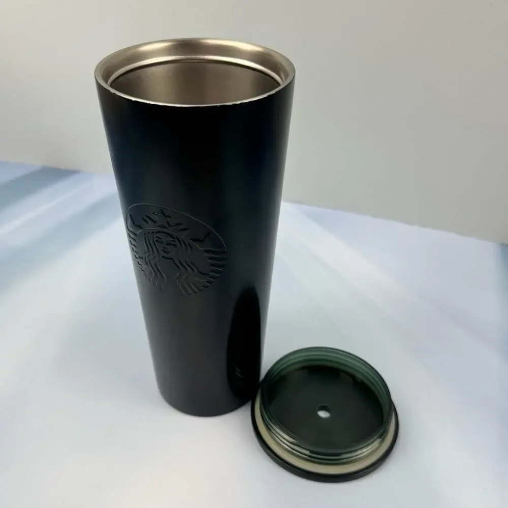 Starbucks Dark Green to Black Ombre Embossed Stainless Steel 24 oz Venti Tumbler